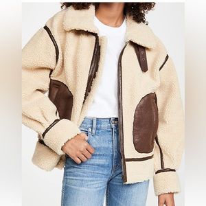 Moon River Tan Moto Bomber Jacket Sherpa